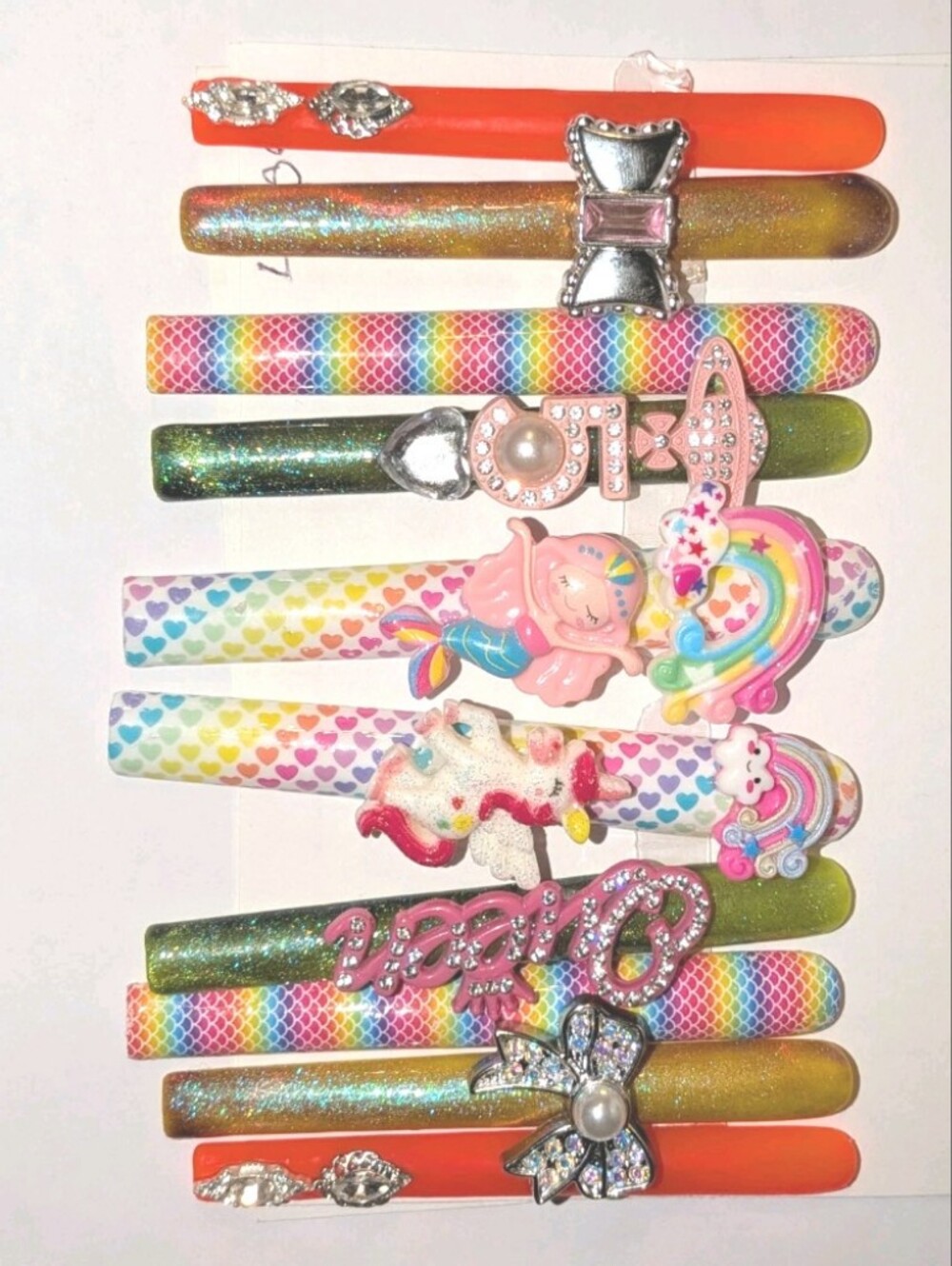 SolddddHand Crafted 6Xl Acrylic Rainbow & Orange Press-On Nails Set with Charms - Picture 9 of 16